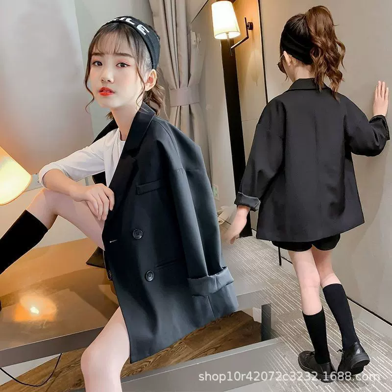 女童西装外套2025新款春秋网红儿童小西服韩版洋气潮服中大童休闲