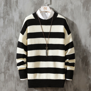 OBCY1 manufacturers supply 2021 new men's crew neck pullover striped sweater autumn and winter simple fashion