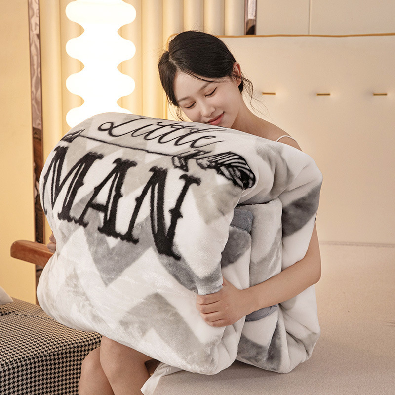 Raschel Throw Blanket Winter Thick Warm Air Conditioning Nap Cover for Single Dormitory Students Plush Throw Blanket