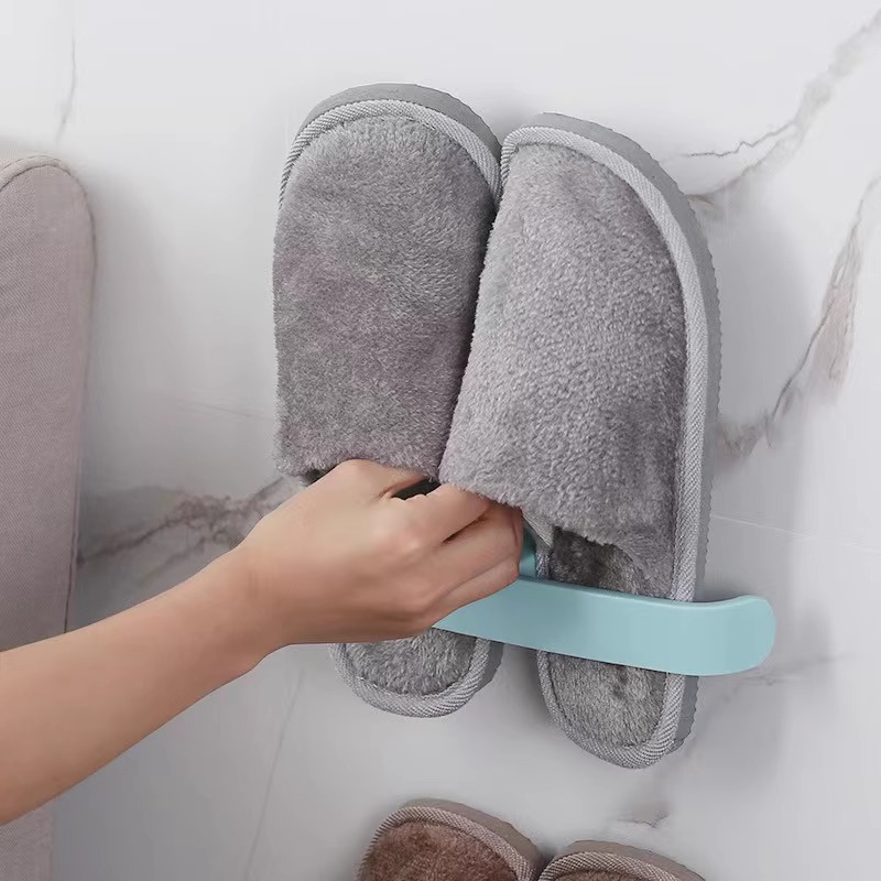 Bathroom No-Drill Slipper Rack, Wall-Mounted Drainage Storage Rack, Simple Doorway Slipper Organizer