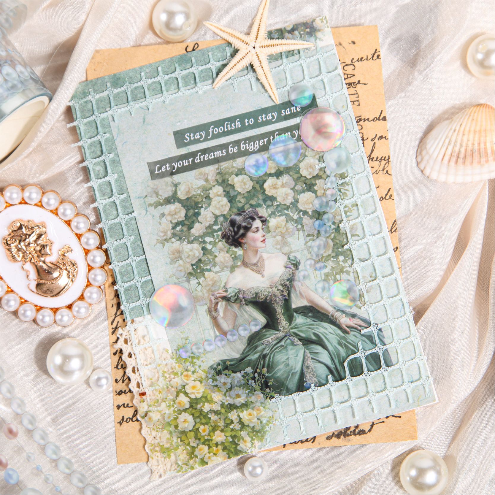 레트로 스토리 조경 테이프 진주광택 시리즈 진주 테마 노트북 DIY 장식 소재 스티커