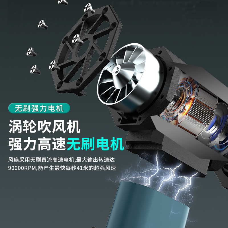 強力ターボファン高速加圧ハリケーン掃除機/送風機 ハンドヘルド ワイヤレス ミニ ポータブル USB|undefined