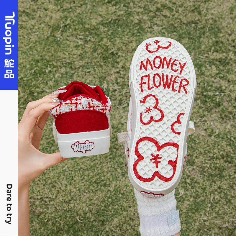 Tuopin 2025: четыре сезона, новые женские новогодние туфли с деньгами и цветами, спортивные и повседневные низкие кроссовки для пар, TP1172W