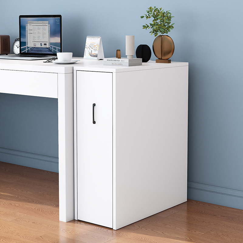 Narrow Bookcase Table Side Pull-Out Small Cabinet Pull-Out Mobile Bookcase with Door Bookshelf Dust-Proof Storage Storage Cabinet Push-Pull