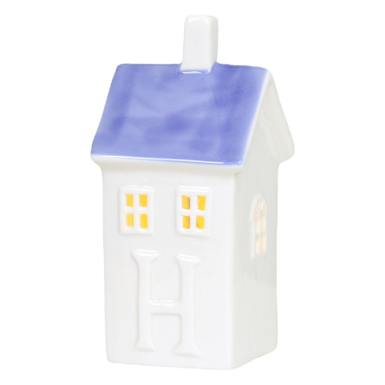 Casa de cerámica creativa de estilo europeo de Navidad Casa de Luz LED de cerámica creativa de porcelana blanca hueca pequeña casa al por mayor