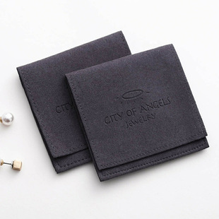 Factory Direct Sales Black Suede Cloth Jewelry Bag Jewelry Necklace Earrings Ring Packaging Bag with Logo Printed