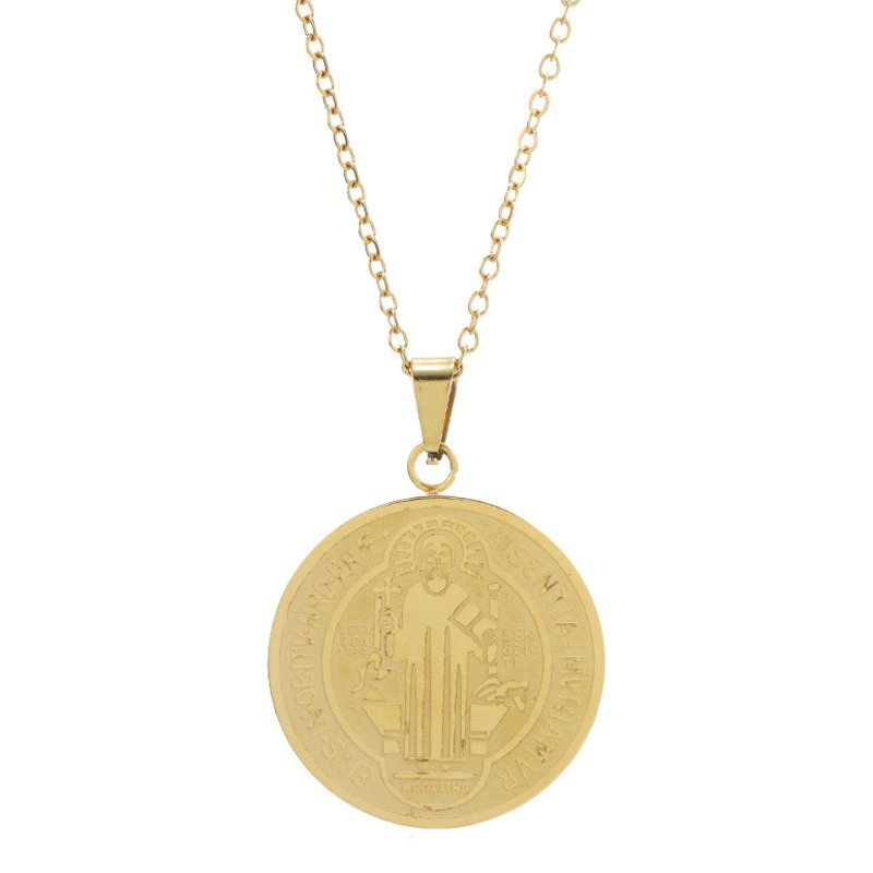 Трансграничное ожерелье из нержавеющей стали Медаль за крест Сан-Бени Простая универсальная мужская двусторонняя Подвеска из коррозионной титановой стали в наличии