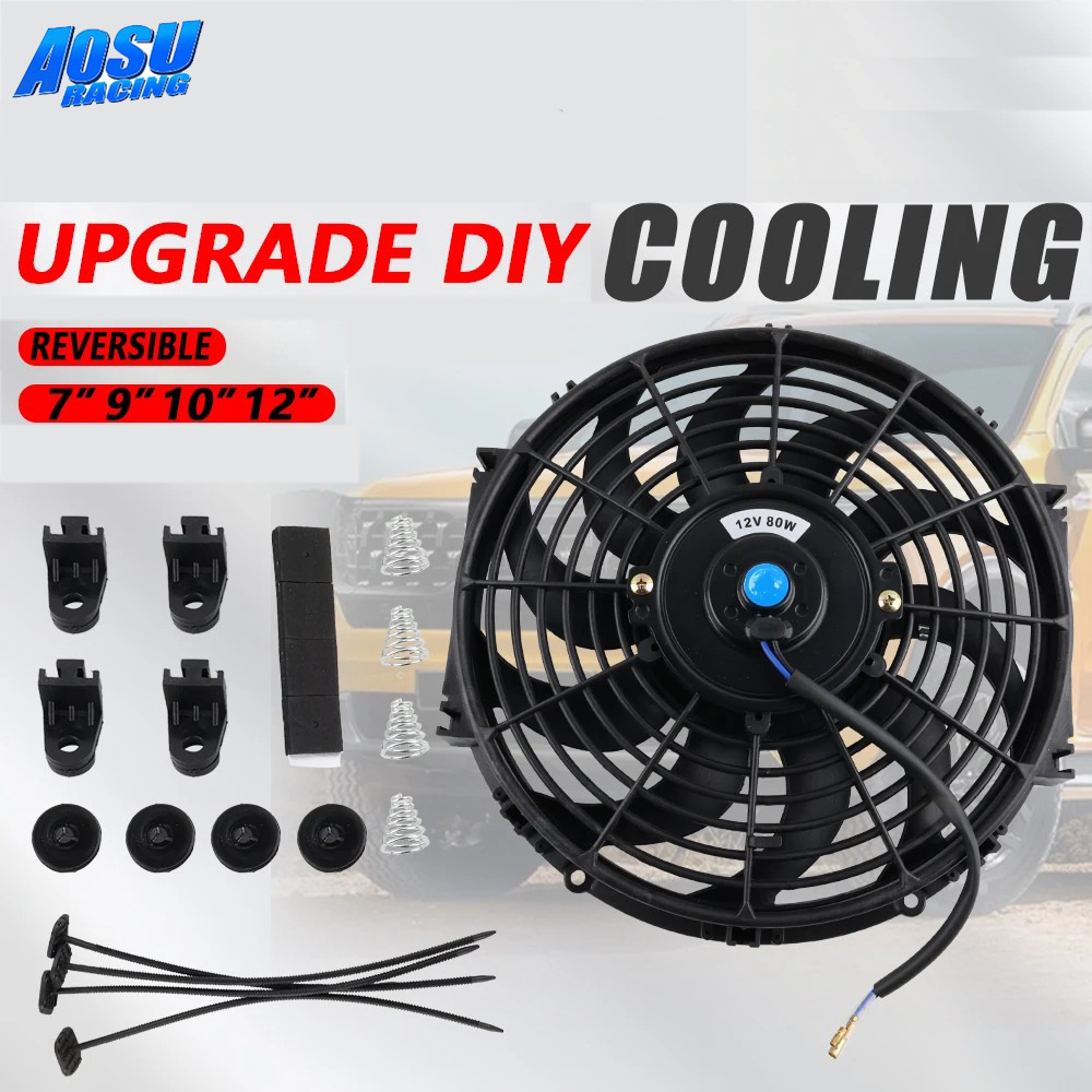 Cross-Border Auto Parts Factory Other Cooling Modification Fan Universal DIY 10 12 Inches 12V 80W 90W