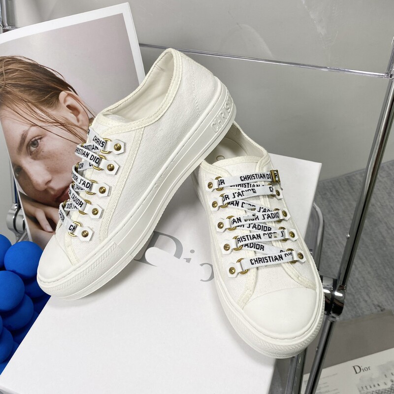 Replica D-Brand Embroidered Monogram Canvas Shoes, Low-Top Round-Toe Flat White Sneakers, Lace-Up Thick-Soled Casual Sneakers for Women Replica D-Brand Embroidered Monogram Canvas Shoes, Low-Top Round-Toe Flat White Sneakers, Lace-Up Thick-Soled Casual Sneakers for Women