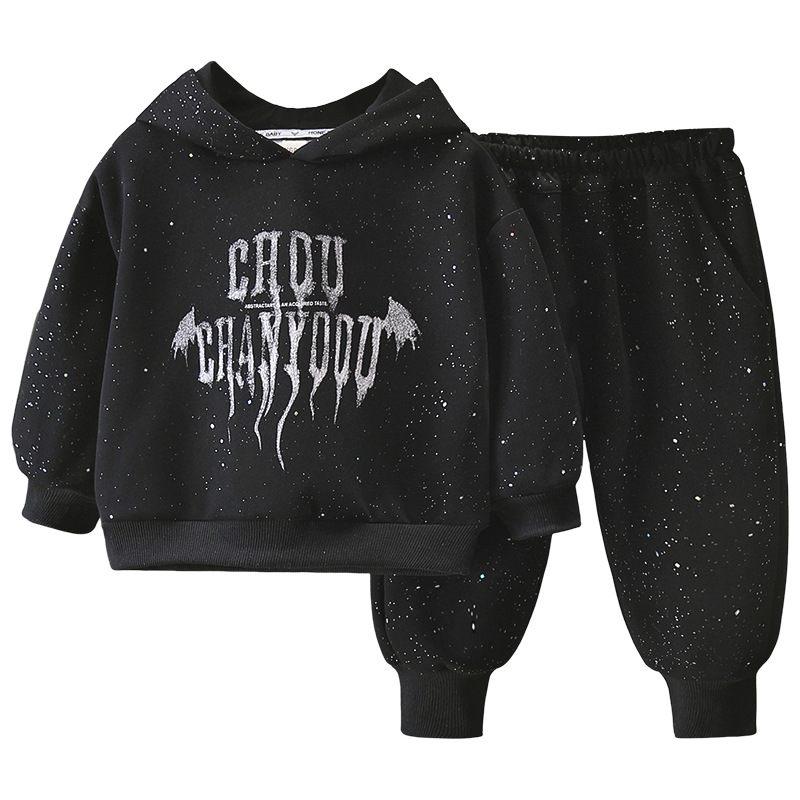 7092 traje de suéter para niños primavera y otoño 2025 nuevo estilo niño ropa con capucha coreana primavera casual traje de dos piezas