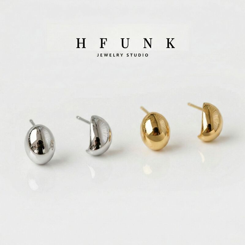 Imitation 925 Silver Needle Smooth Surface Earrings Small Silver Gold Beads Women's 2026 Jewelry Niche Design High-End Versatile Light Luxury Ear Studs