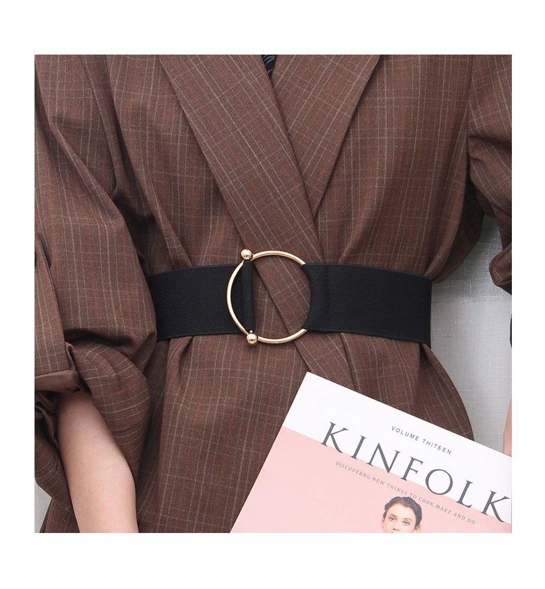 Women Canvas Elastic Waist Seal Alloy Round Buckle Belts Elasticity Cummerbund With Coat And Dress Belt For Female Decoration dress belts for women