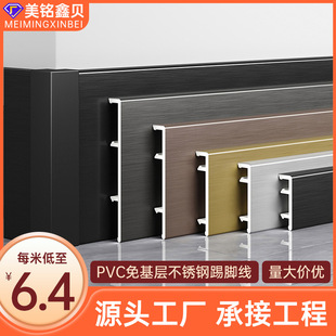 Manufacturer Wholesale 201 Stainless Steel Skirting Board Without Base 6cm Snap-On Brushed Mirror 304 Metal Skirting Board