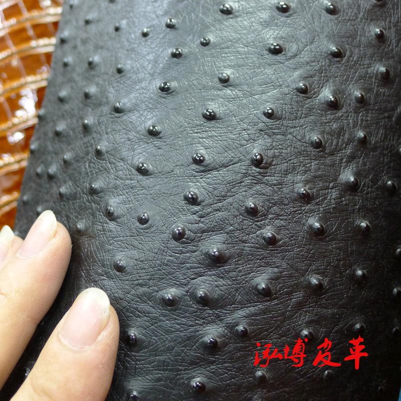 鸵鸟纹 真皮皮料 压花二层牛皮 手抓包手袋真皮面料