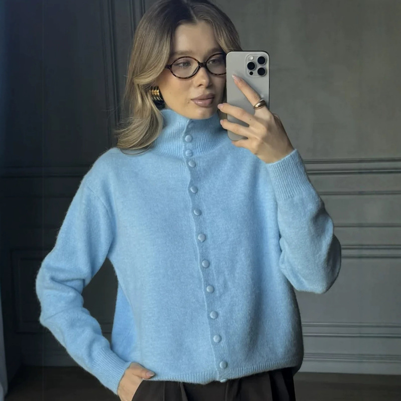 Women's Single-Breasted Knitted Cardigan with Buttons Women's Single-Breasted Knitted Cardigan with Buttons