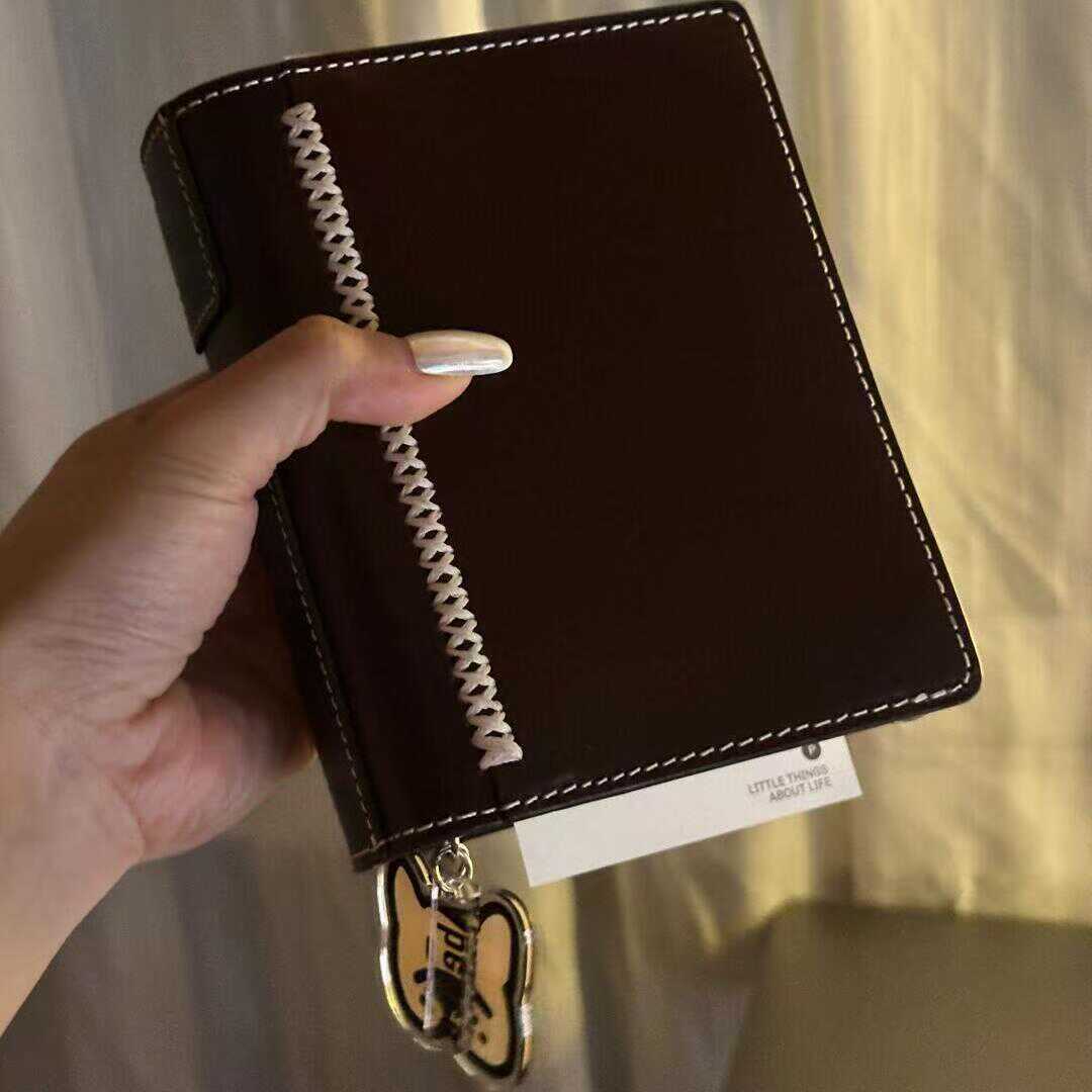 Dark Brown A7 Double-ring Leather Creative Loose-leaf Notebook, High-value Portable Diary/notebook