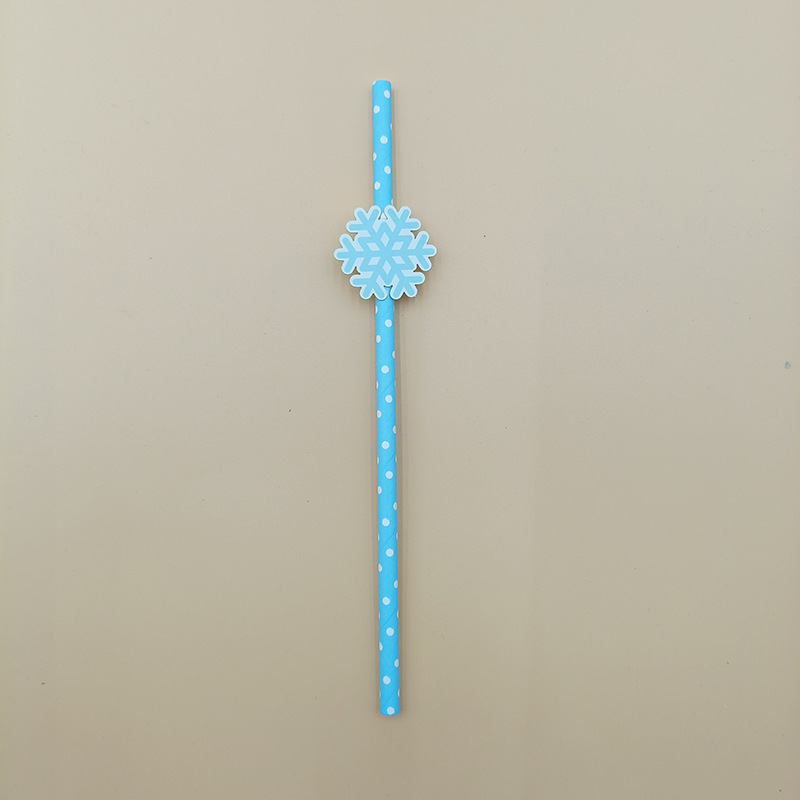 Papel de fiesta transfronteriza paja tarjeta de copo de nieve desechable postre cóctel bebida decoración paja decoración