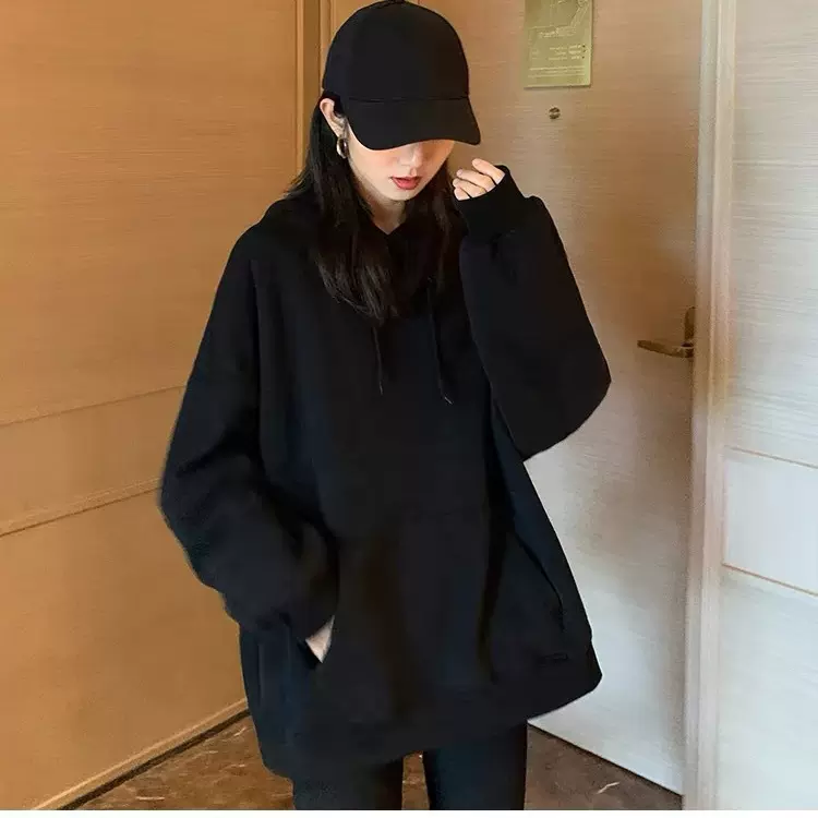 加绒款欧美爆款2025秋冬新款女卫衣宽松休闲百搭厚款舒适连帽外套