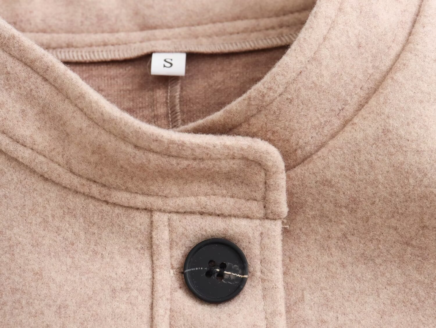 Damenbekleidung Rundhals Wollmantel Modejacke Langarm Dekorative Tasche Top_voghion.com