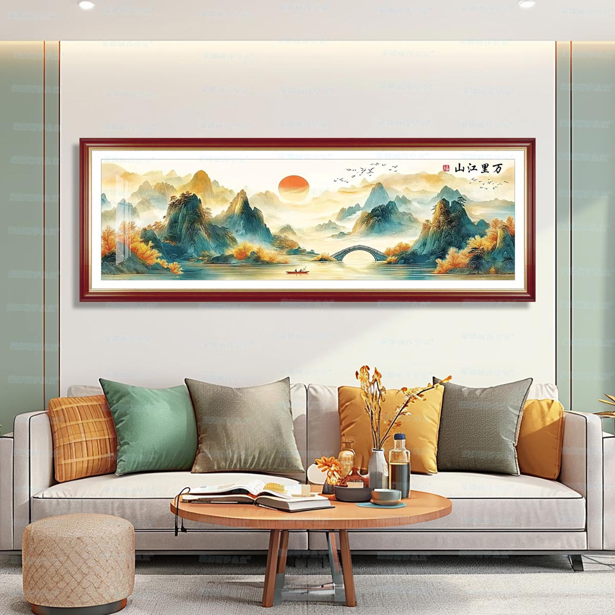 [Tela de algodón importada] Mona Lisa Royal Cross Stitch Diez mil millas de montañas y ríos Pintura de paisaje de punto de cruz grande Sala de estar image 4