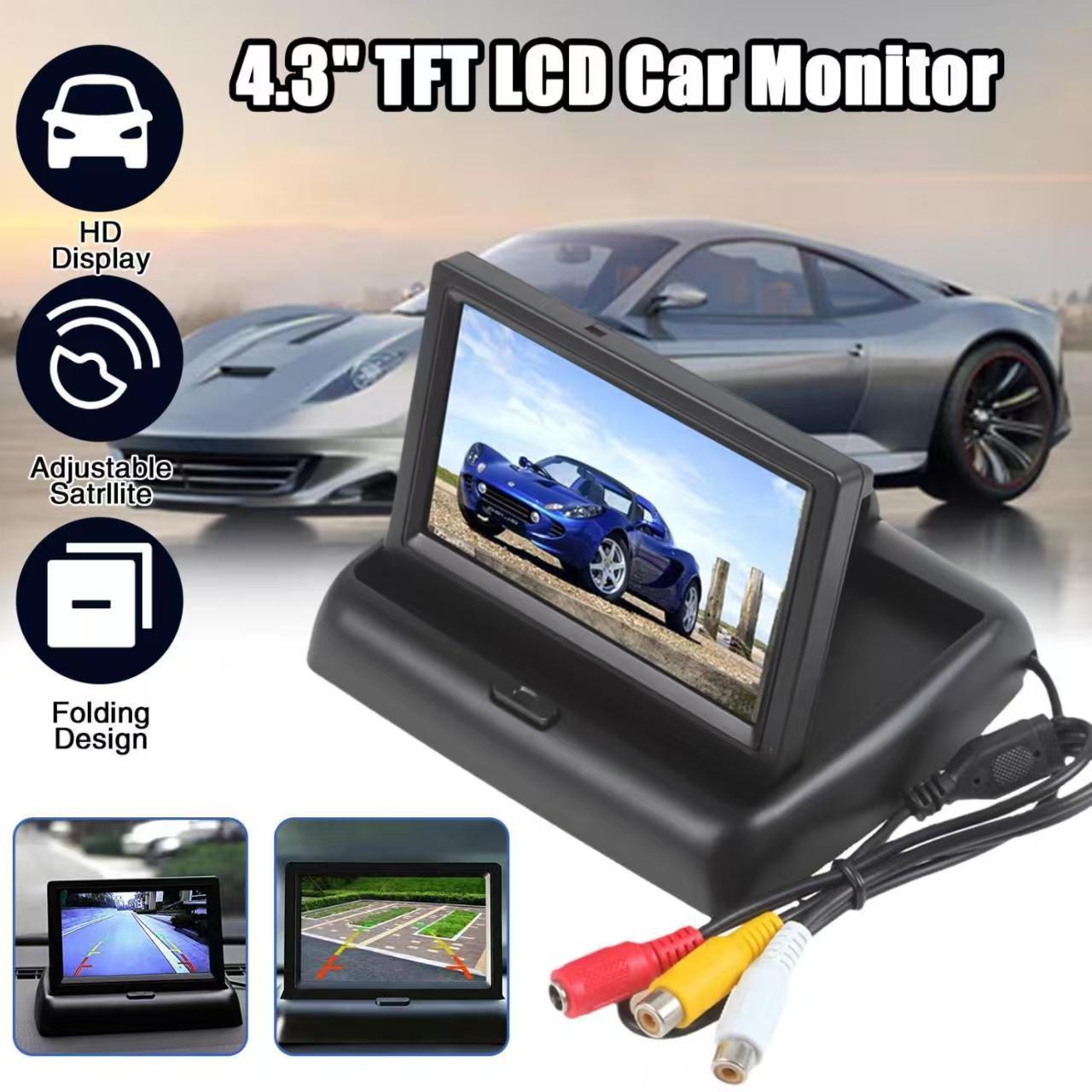 Car-Mounted 4.3inch 5inch Hd Car Screen Modification for Trucks and Cars, Foldable Reversing Camera Display, Universal