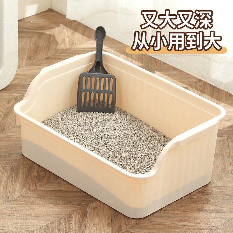 거대한 고양이 쓰레기통, 초대형, 물 튀김 방지, 강화 반밀폐형 개방형 컨테이너 고양이 쓰레기통, 메인 케인 고양이 용품