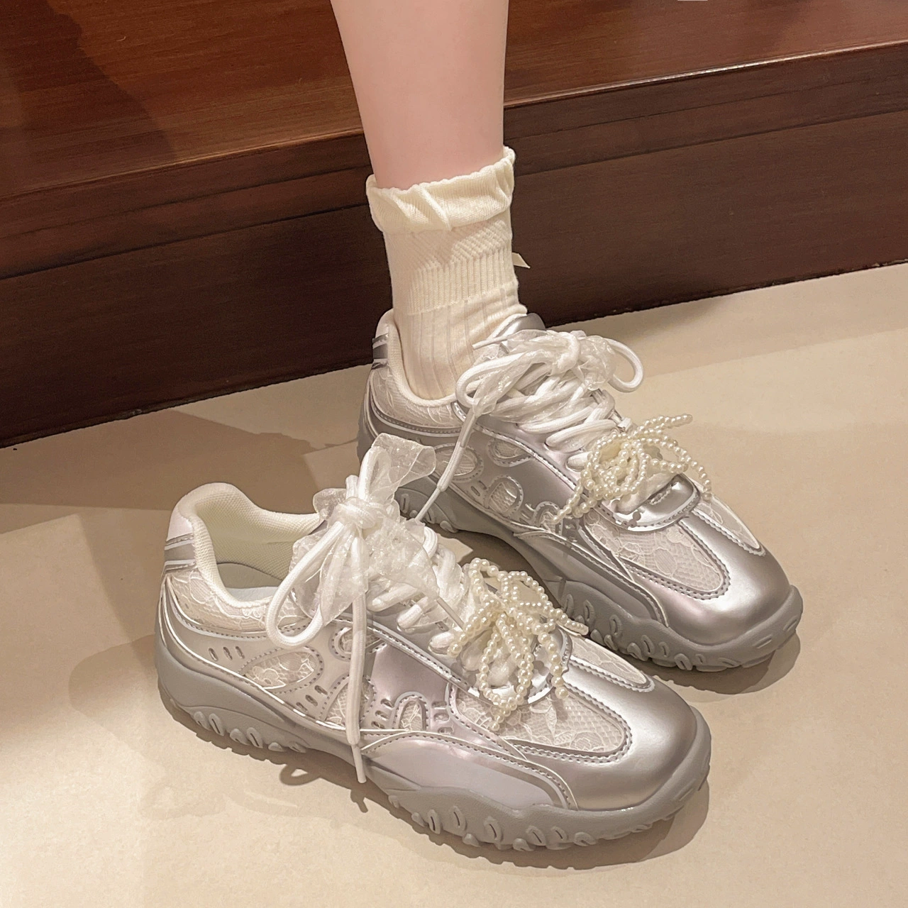 Летняя высокая спортивная обувь для отдыха из жемчуга
