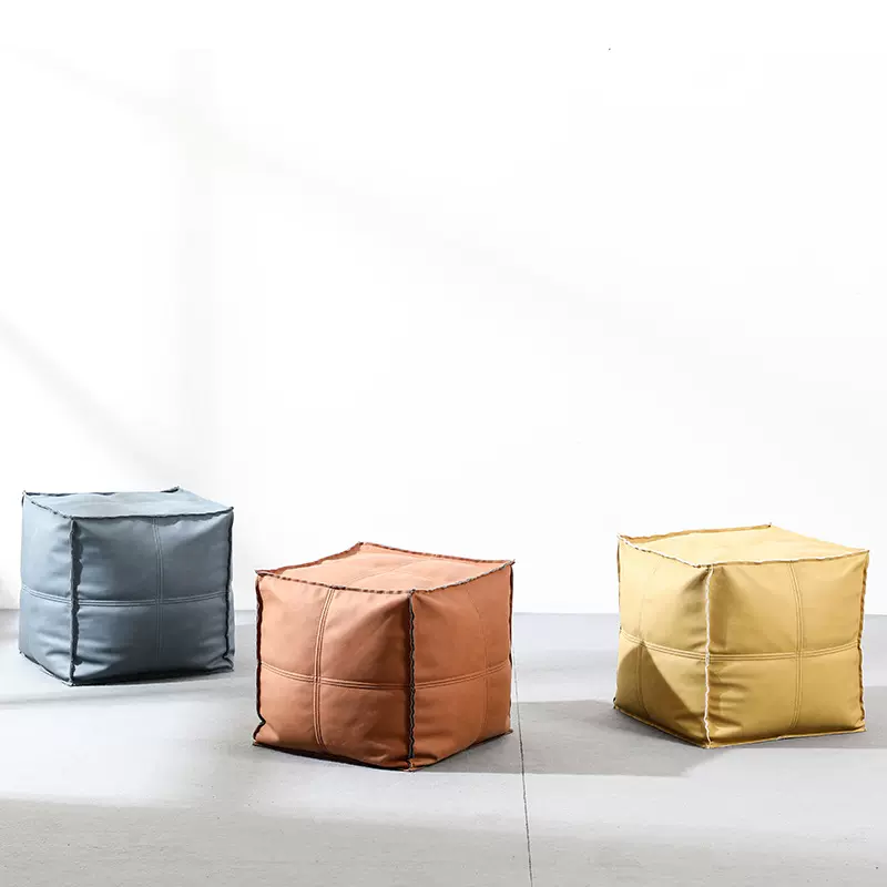 简约凳子创意家用懒人坐墩轻奢网红矮凳客厅小沙发脚踏卧室皮墩子