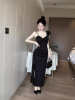 Slim fit dress with high slit suspender， sexy nightclub banquet dress