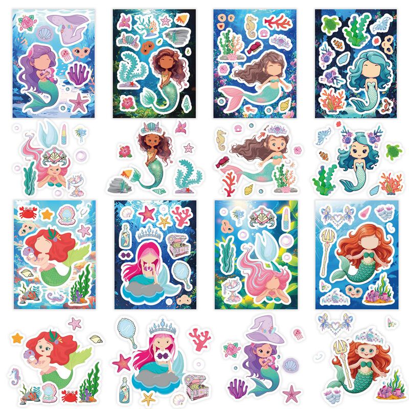 8 Cartoon Mermaid Collage Stickers for Kidsren's Educational DIY Water Cup Decoration Family Interactive Waterproof Stickers 8 Cartoon Mermaid Collage Stickers for Kidsren's Educational DIY Water Cup Decoration Family Interactive Waterproof Stickers