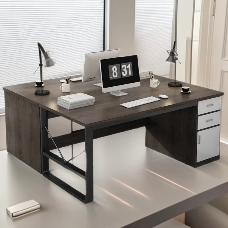 Simple Modern Double Desk for Boss and Staff, Desk and Chair Set for Company and Home Use, Desktop Computer Office Workstation Simple Modern Double Desk for Boss and Staff, Desk and Chair Set for Company and Home Use, Desktop Computer Office Workstation