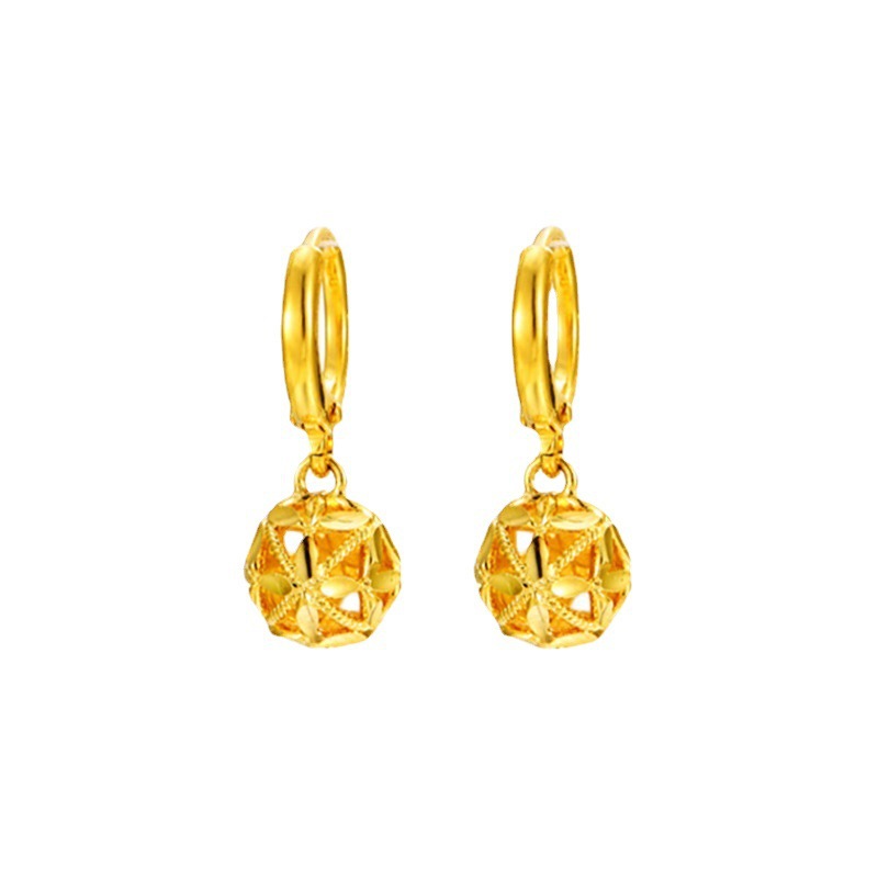 Xuping joyería aleación eléctrica de aluminio hueco cuatro hojas bola de flores pendientes de aretes de estilo nacional retro aretes largos pendientes de aretes para mujeres