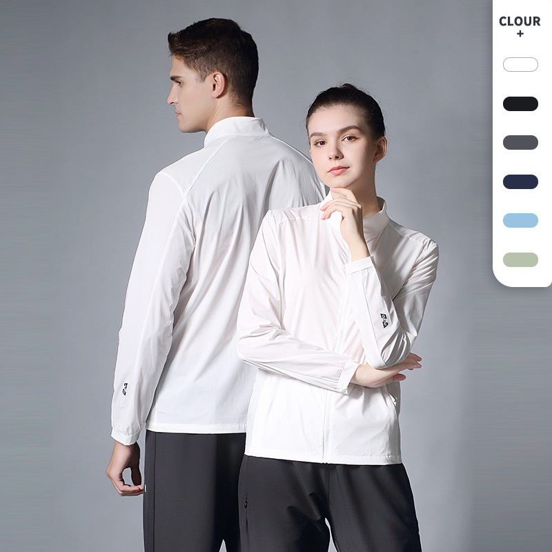 Ice Silk Quick-Drying Men's and Women's Summer Thin Trendy Jackets Outdoor Cardigans Breathable Training Running Stand-Up Collar Couple Clothing Group Purchase