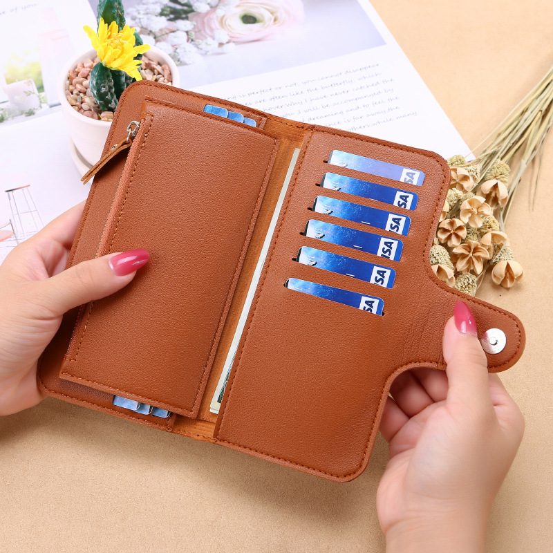 Nueva billetera larga de las mujeres hebilla monedero suave titular de la tarjeta teléfono móvil bolsa de embrague transfronteriza Venta caliente al por mayor