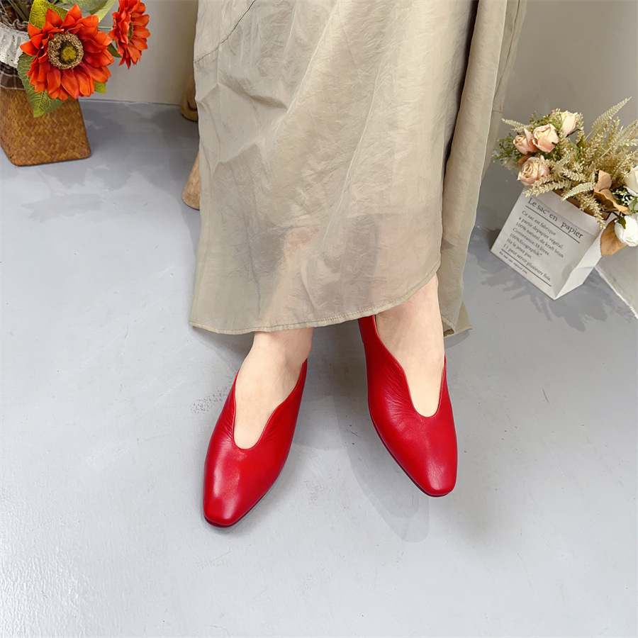 Leather summer retro fashionable shoes low-cut