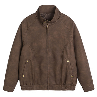 2024 American Retro PU Leather Rust Color vintage Design Sense Functional vibe Popular Men's Spring Jacket
