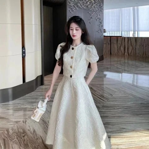 Summer 2026 New Style Rich Girl Over-The-Knee Dress White Top High-Waisted Skirt Two-Piece Suit Dress