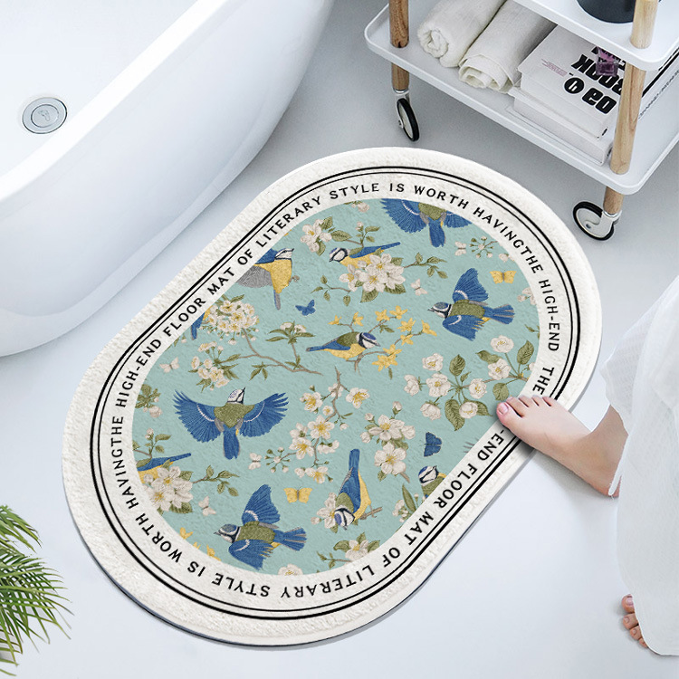 Francés retro oval barro de diatomeas estera suave baño Baño absorbente piso estera antideslizante estera del pie estera de la puerta de secado rápido
