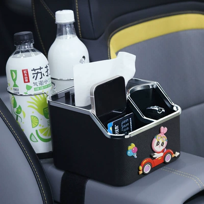 Car tissue box/set cartoon cute car armrest box - safe-travel-black-background