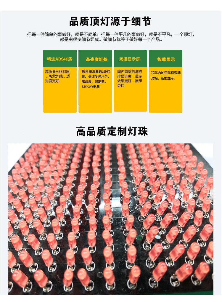 Dual Row Display Ceiling Light LED Display Taxi LED Smart Roof GPS/GPRS Full-Color Light Box