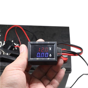 Car Leakage Detector with Red and Blue LED Display, Dual Display Digital Current and Voltage Meter for Cross-Border Use