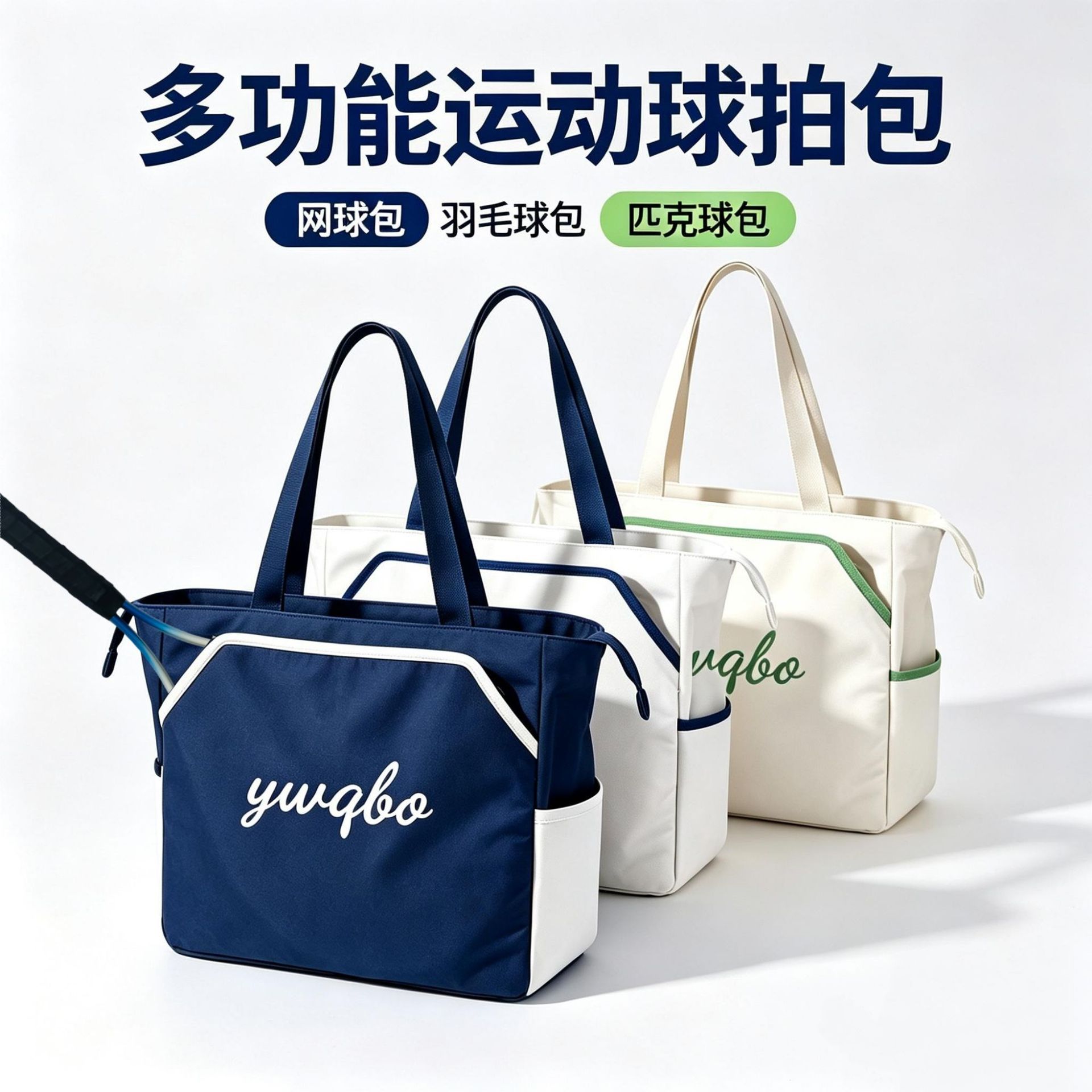 New canvas tennis bag tote bag with dry and wet separation, single shoulder handbag, badminton bag, pickleball backpack, shoulder bag