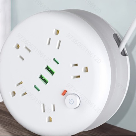 美规美式收纳插座绕线圆盘带usb 过载保护插线板 带开关 typeC