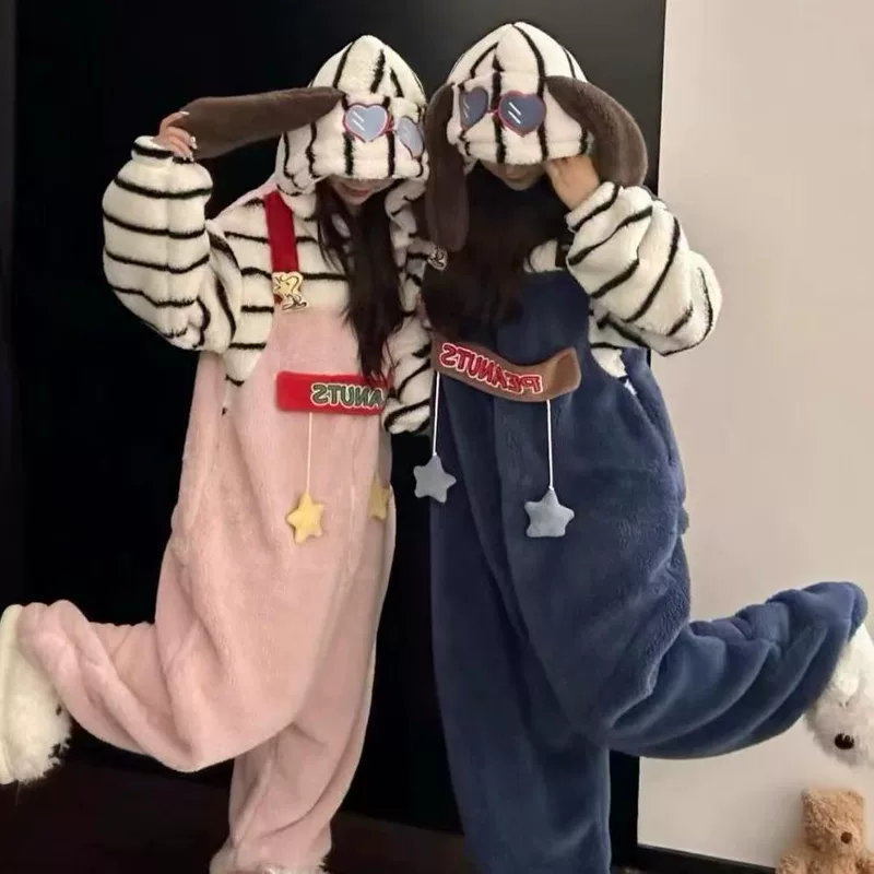 Nuby, cute pijama with hood, thermal underwear, coral velvet demi-season set