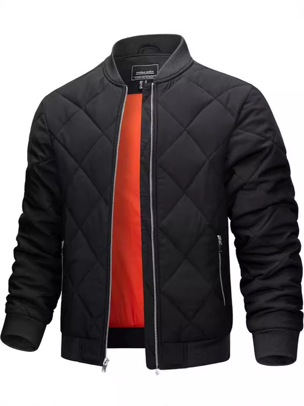 2024秋冬メンズ軽量綿服カジュアル菱形襟付きジャケット綿入りジャケットメンズファッション厚手保温|undefined