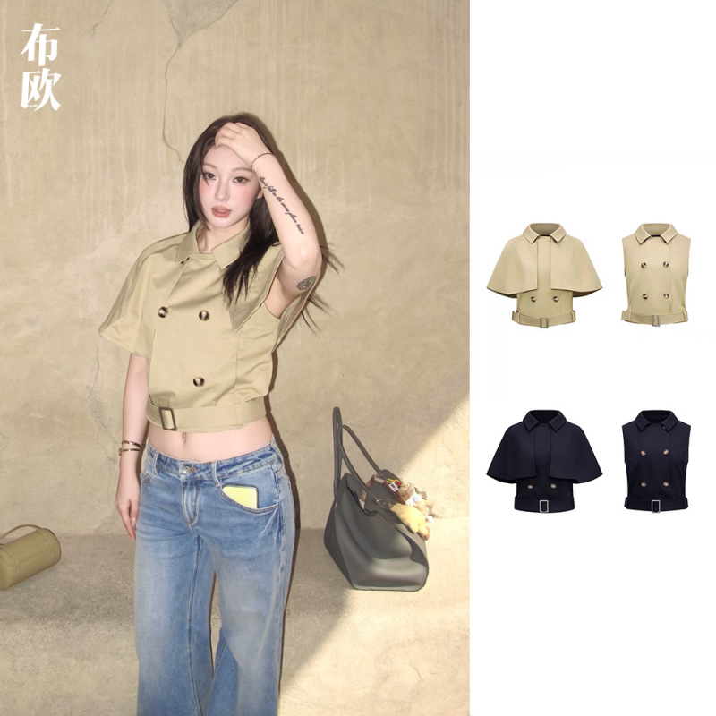 "Brand Fabric" Nanyou Wholesale Jianjian's Same Style雅痞 Retro Design Detachable Cape Trench Coat Jacket "Brand Fabric" Nanyou Wholesale Jianjian's Same Style雅痞 Retro Design Detachable Cape Trench Coat Jacket