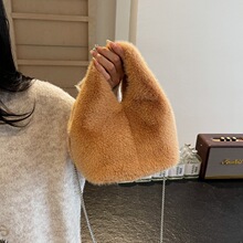 秋冬新款韩版手提包手拎仿獭兔毛皮草包女士单肩斜挎包毛毛包包女