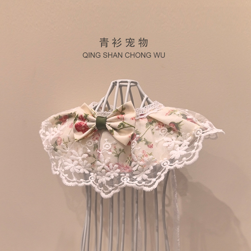 【Qingshan Pet】オリジナルレース犬猫プリンセス風唾液タオルペットかわいいラグドールスカーフ|undefined