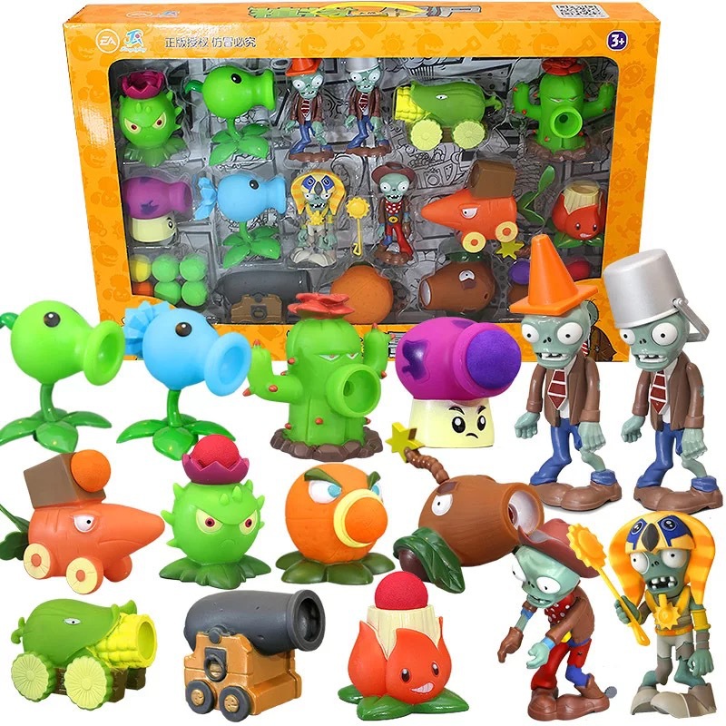 Juguetes de Plantas contra Zombis, juego completo de goma suave, lanzador de guisantes, juego para niños, regalo para niños, figuras