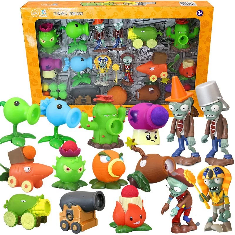 Игрушка Plants vs Zombies — полный набор мягких резиновых фигур, много элементов, подарок ребёнку